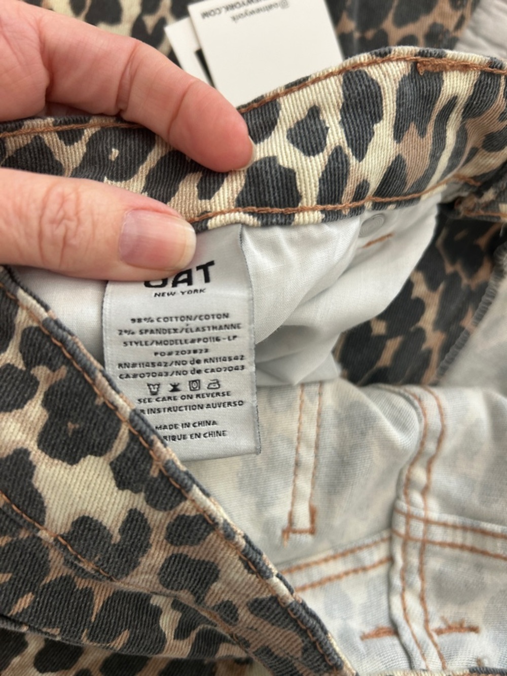 OAT Leopard Print Straight Jeans - Brown/Black size 12 length 28 - Picture 5 of 5